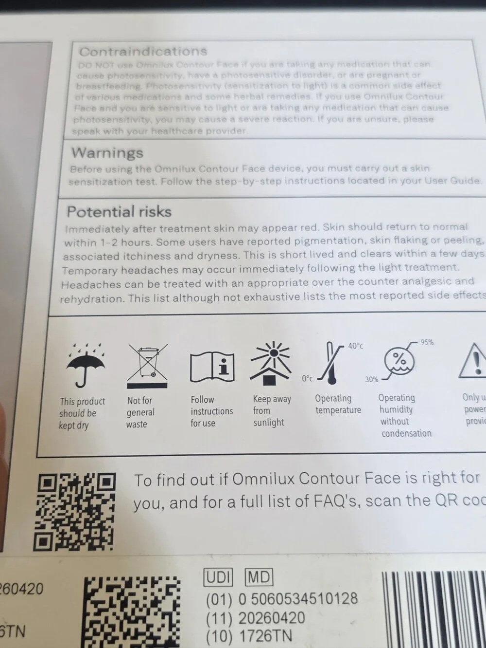 OMNILUX Contour FACE - LED Light Therapy Mask - NEW